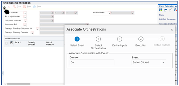 47_shipment confirmation_Link the orchestration to the p4205 w4205k form by clicking on ok_Orchestrator Tutorial by Example and New Features Under 9.2.5.3_Createch